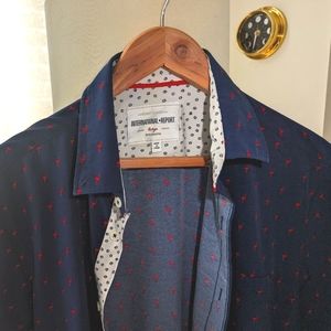 Men's large Cape cod style casual dress shirt 97% polyester